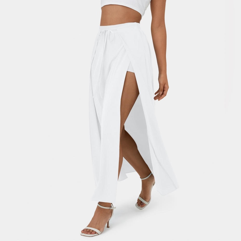 Halara breezeful hi-waisted split tie front 2-in-1 maxi skirt NWT